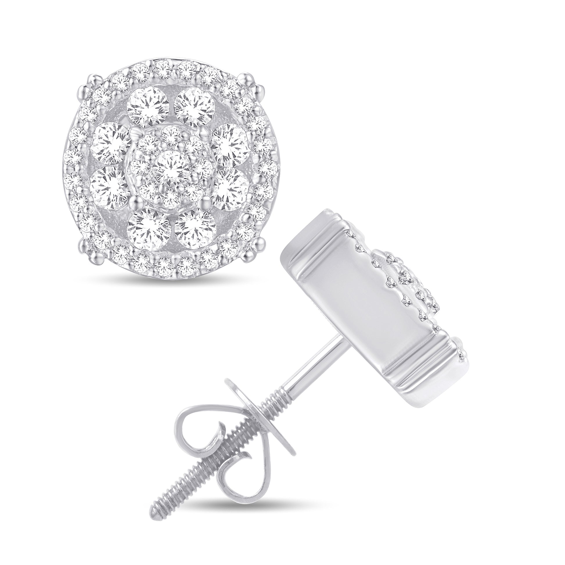 10 Karat White Gold 0.61 Carat Diamond Round Earrings-0126054-WG