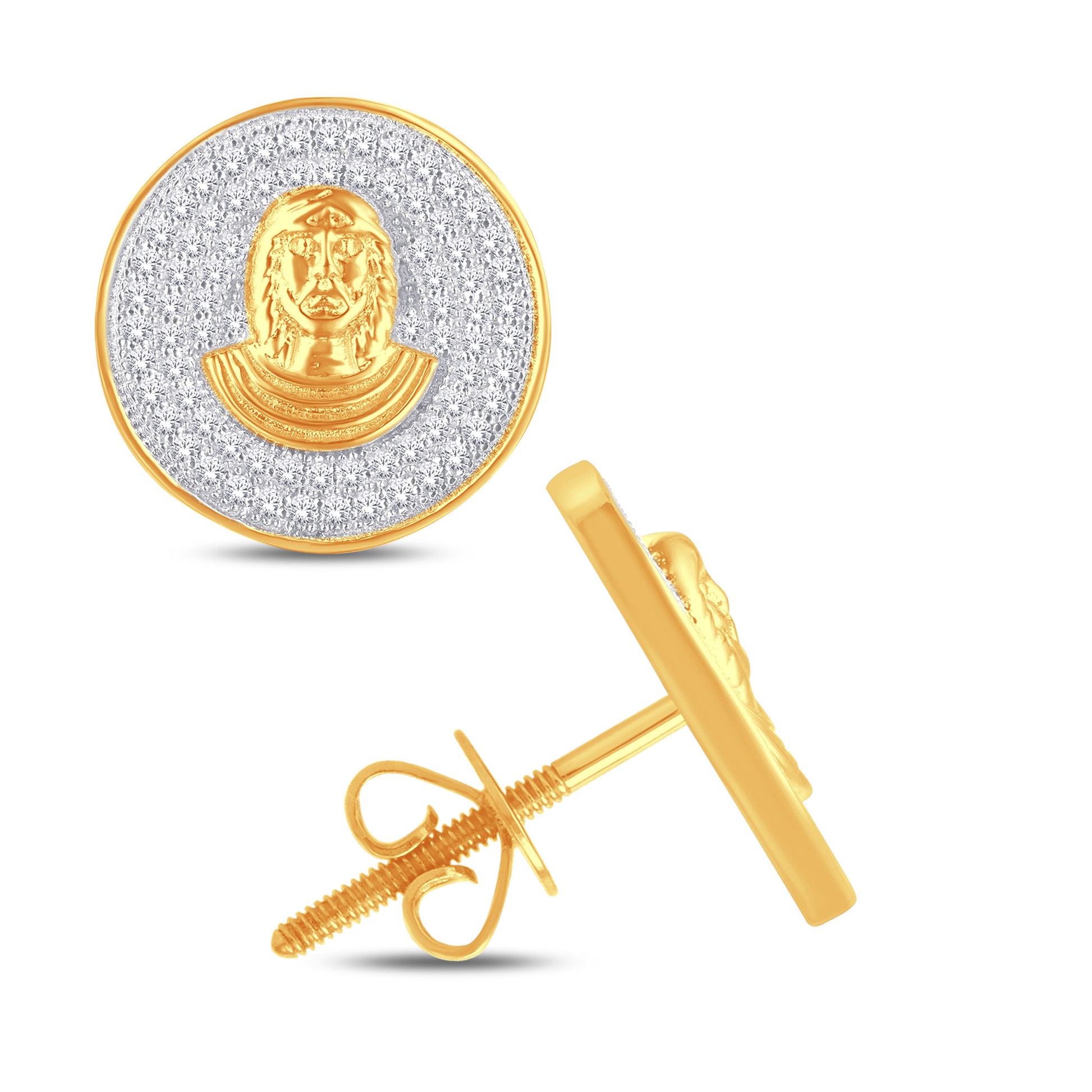 10 Karat Yellow Gold 0.33 Carat Diamond Jesus Face Earrings-0126079-YG