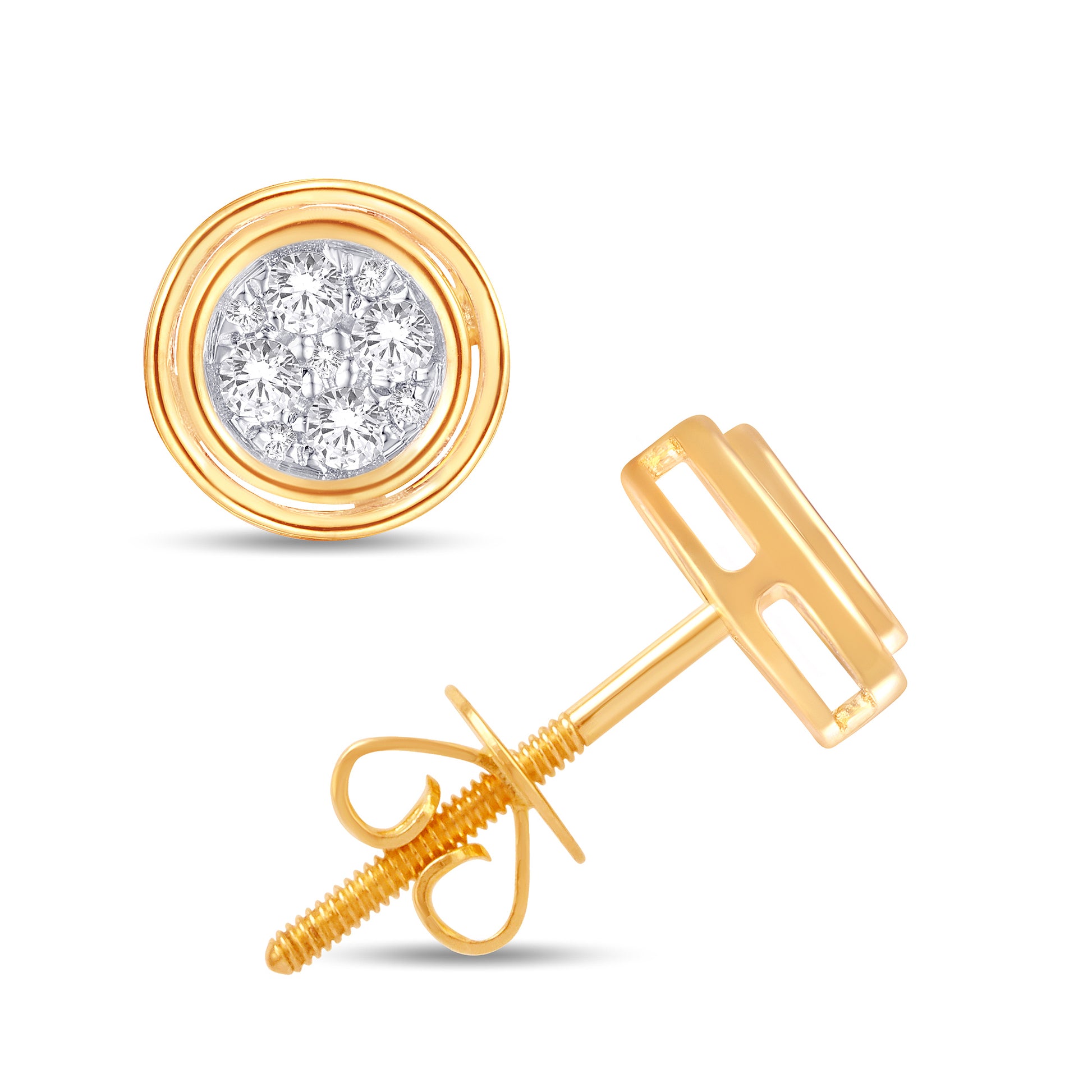 10 Karat Yellow Gold 0.15 Carat Diamond Round Earrings-0126089-YG