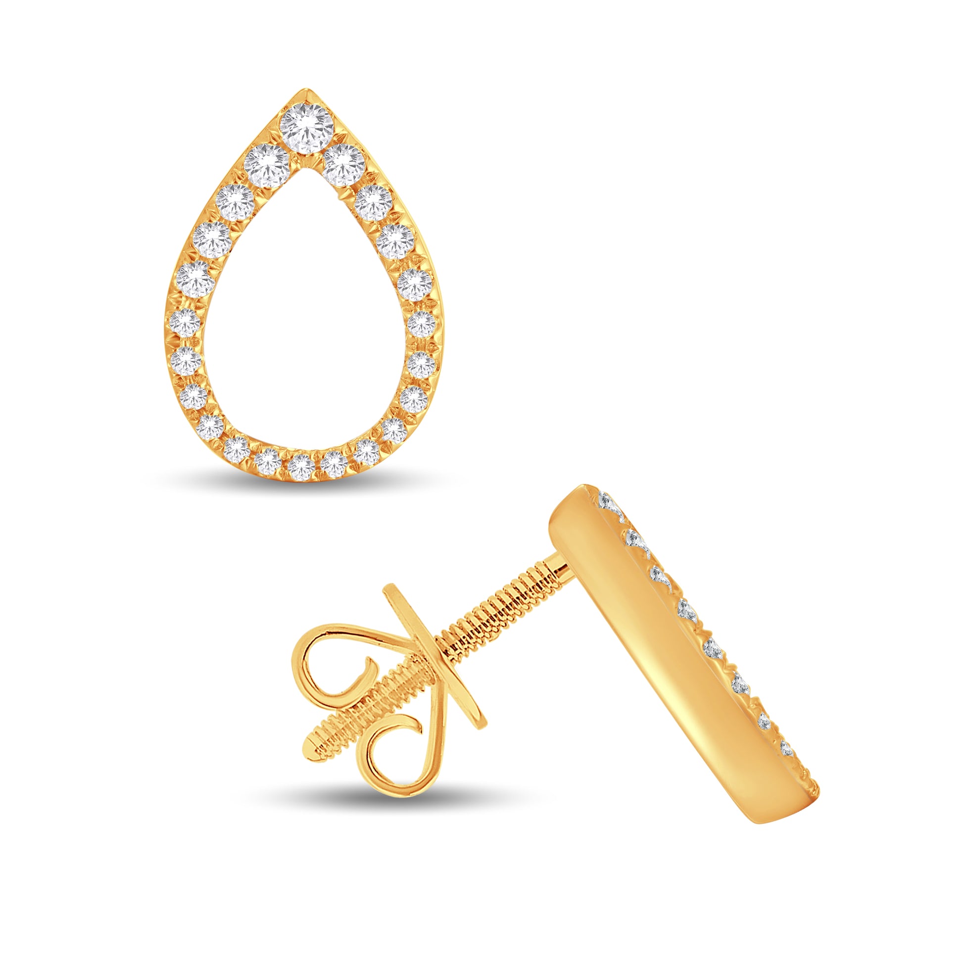 14 Karat All Yellow Gold 0.25 Carat Diamond Pear Earrings-0126269-ALY