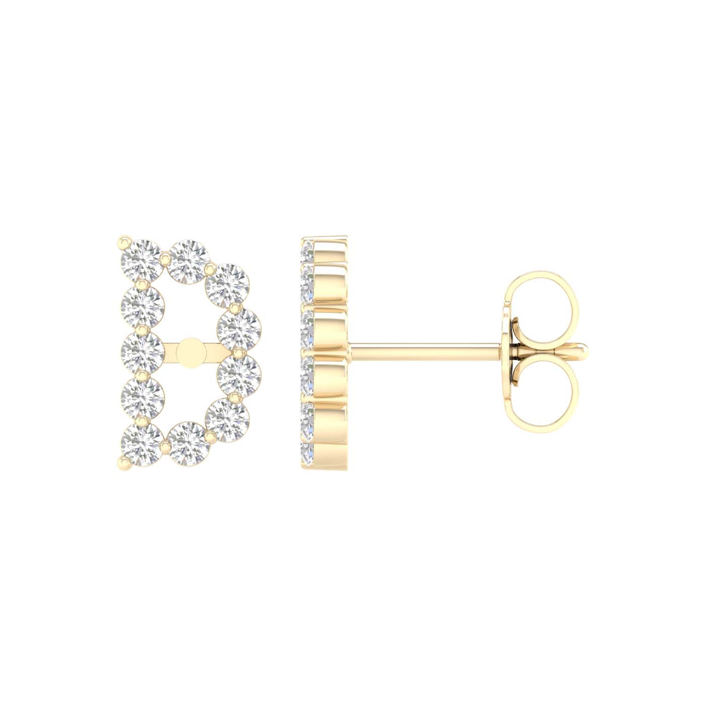 10 Karat Yellow Gold 0.25 Carat Diamond Initial (D) Earrings-0127812-YG