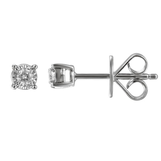 14 Karat White Gold 0.07 Carat Diamond (0.03 CTR) Stud Earrings-0128006-WG