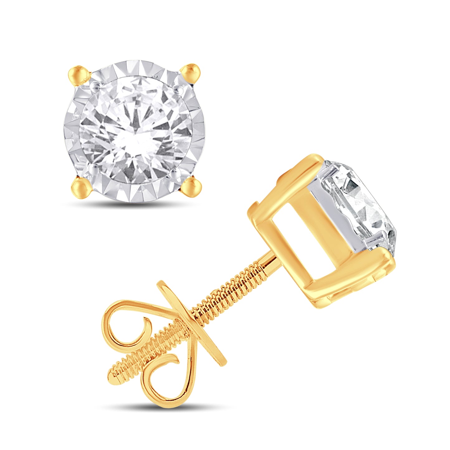 14 Karat Yellow Gold 0.15 Carat Diamond Round Earrings-0128008-YG