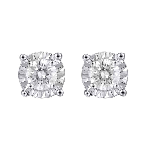 14 Karat White Gold 0.25 Carat Diamond (0.13 CTR) Stud Earrings-0128009-WG