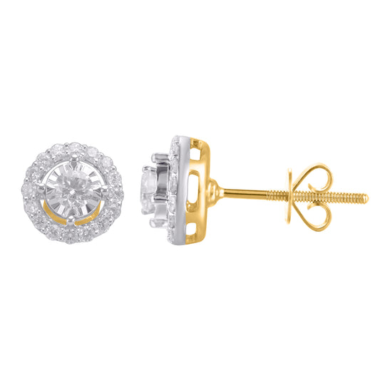 14 Karat Yellow Gold 0.76 Carat Diamond Round Earrings-0128016-YG