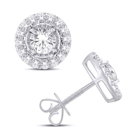 14 Karat White Gold 0.50 Carat Diamond Round Earrings-0128062-WG
