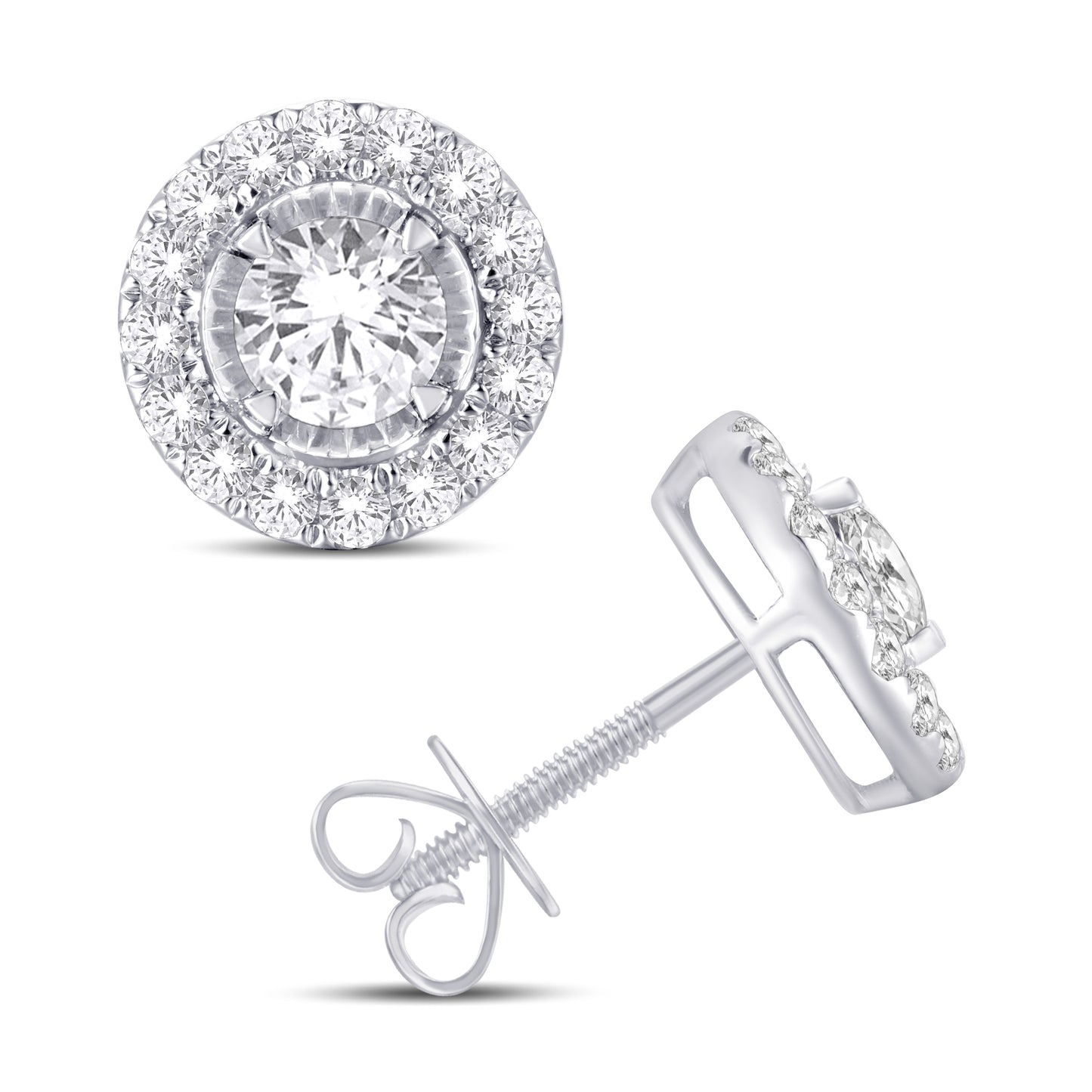 14 Karat White Gold 0.50 Carat Diamond Round Earrings-0128063-WG