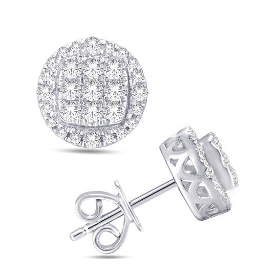 14 Karat White Gold 0.46 Carat Diamond Round Earrings-0128087-WG