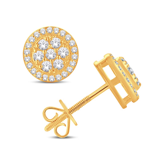 14 Karat All Yellow Gold 0.32 Carat Diamond Round Earrings-0128095-ALY