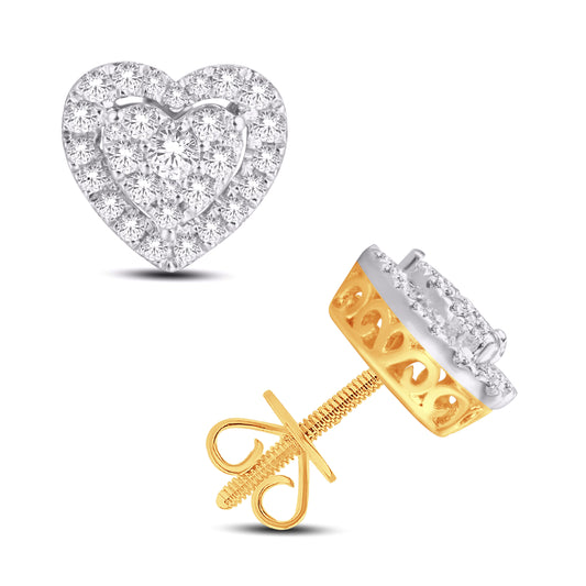 14 Karat Yellow Gold 0.75 Carat Diamond Heart Earrings-0128099-YG