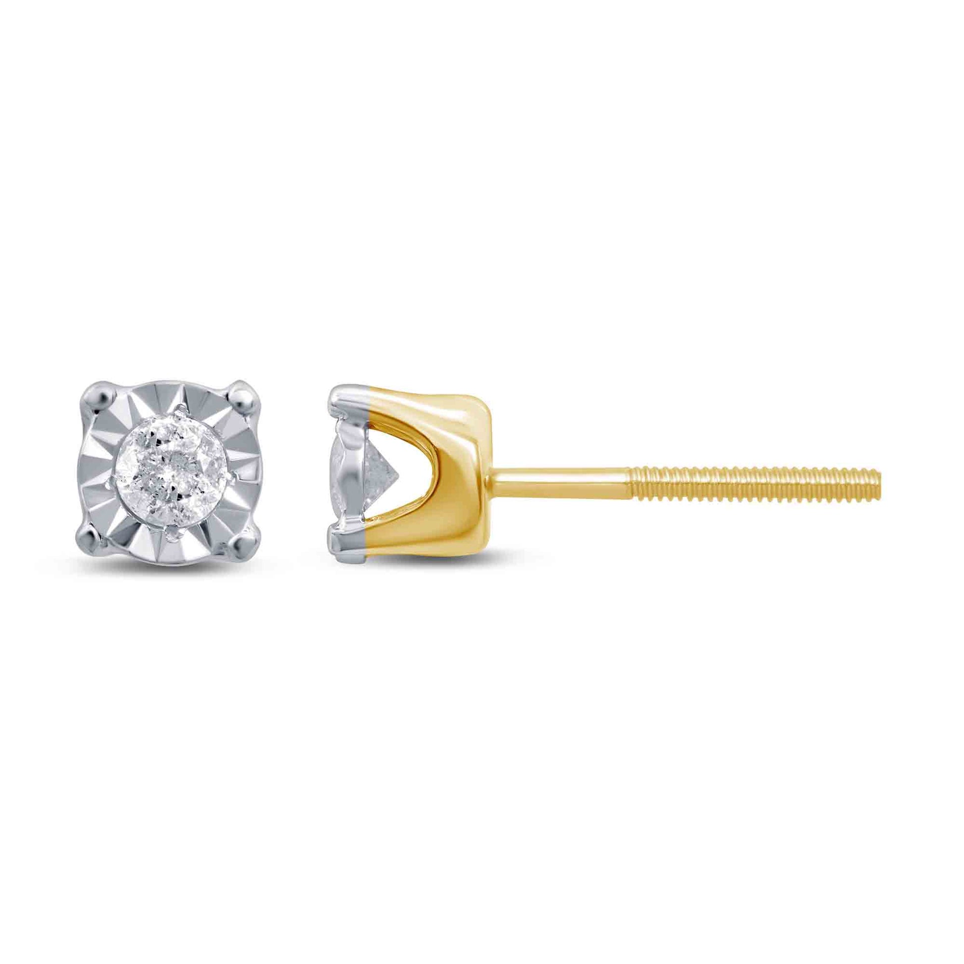 10 Karat Two-Tone (White and Yellow) Gold 0.68 Carat Diamond Square Earrings-0129052-WY
