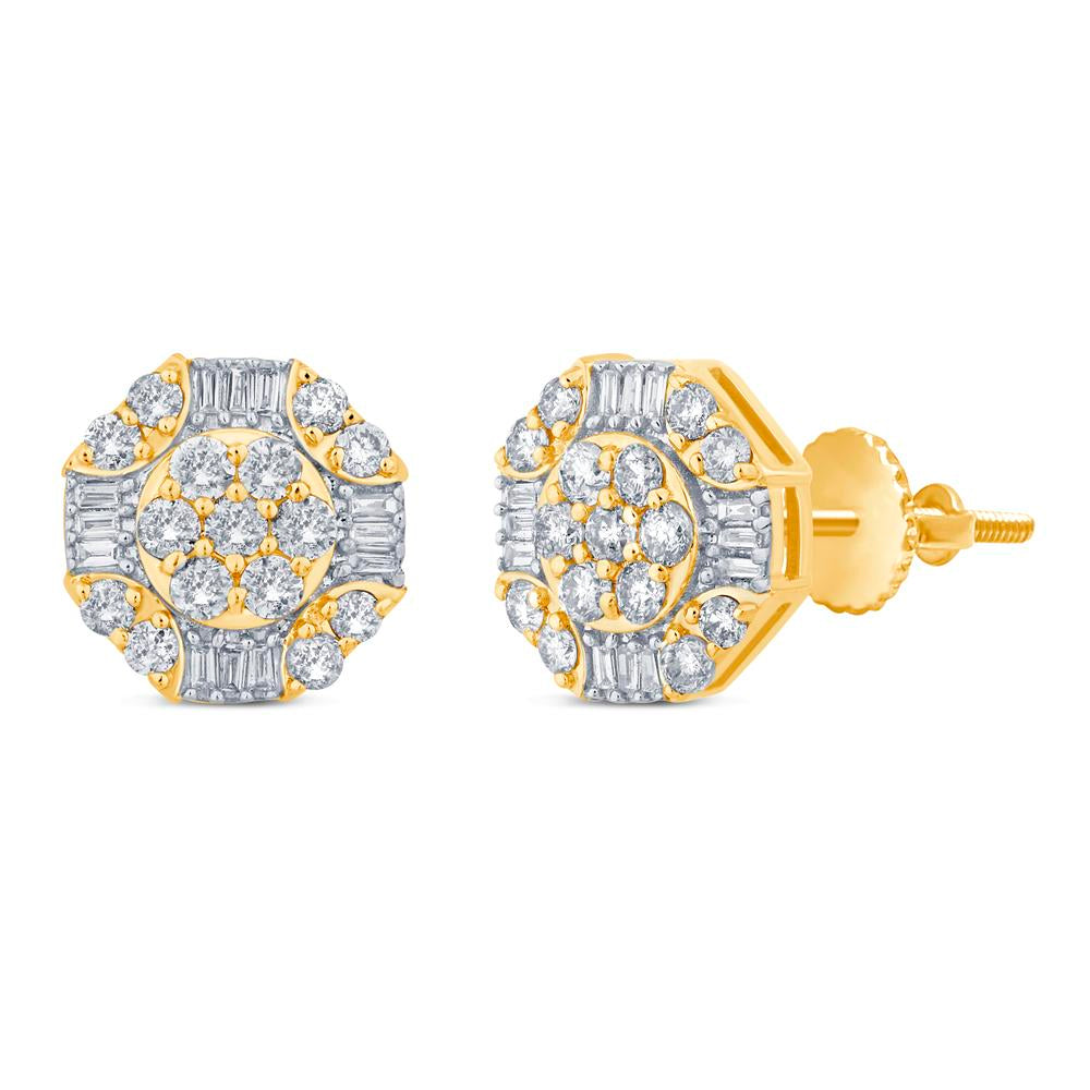 10 Karat Yellow Gold 1.00 Carat Diamond Heptagon Earrings-0129057-YG