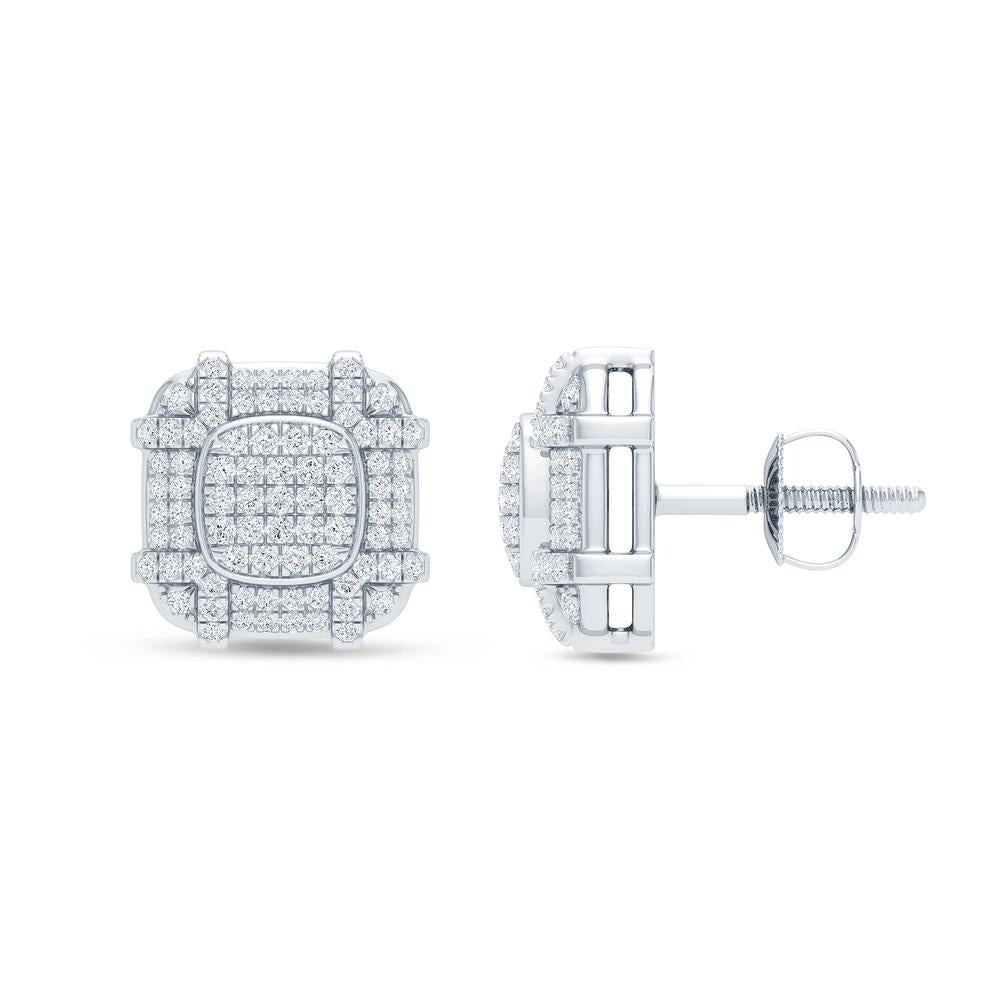 10 Karat White Gold 0.40 Carat Diamond Square Earrings-0129870-WG