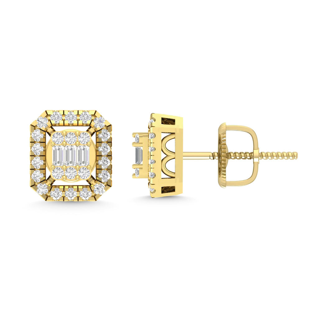 10 Karat Yellow Gold 0.30 Carat Diamond Radiant Earrings-0130012-YG