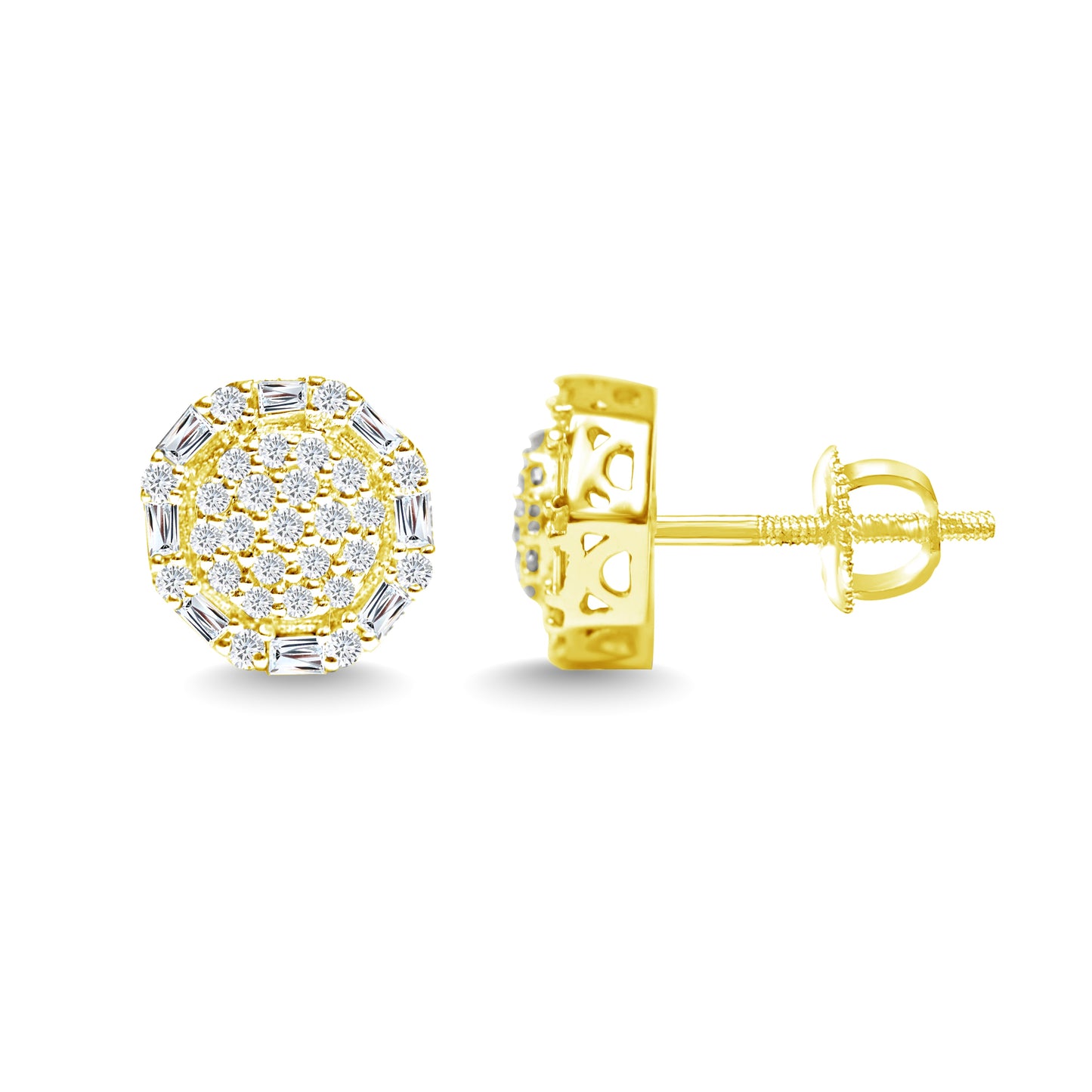 10 Karat Yellow Gold 0.45 Carat Diamond Flower Earrings-0130023-YG