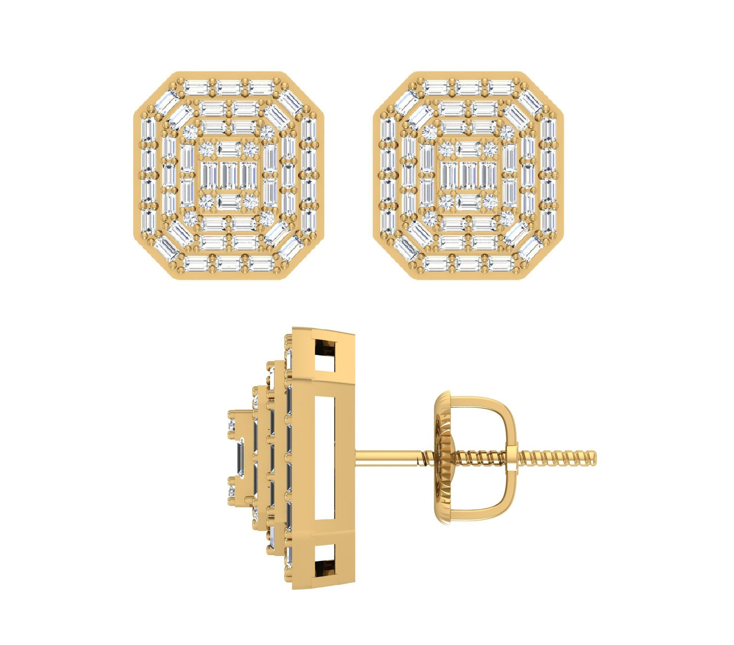 10 Karat Yellow Gold 0.55 Carat Diamond Cushion Earrings-0130026-YG