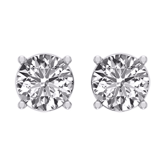 14 Karat White Gold 0.49 Carat Diamond Round Earrings-0130031-WG