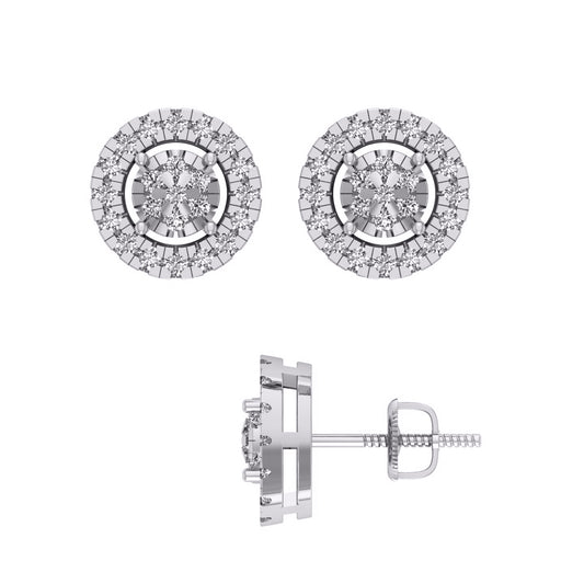 10 Karat White Gold 0.50 Carat Diamond Round Earrings-0130048-WG