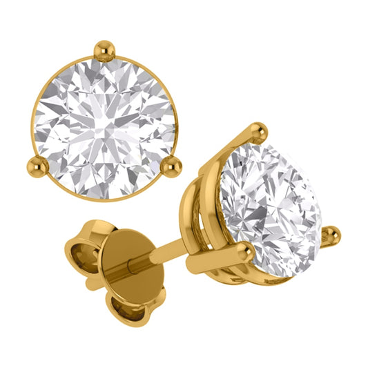 14 Karat Yellow Gold 0.52 Carat Diamond Round Earrings