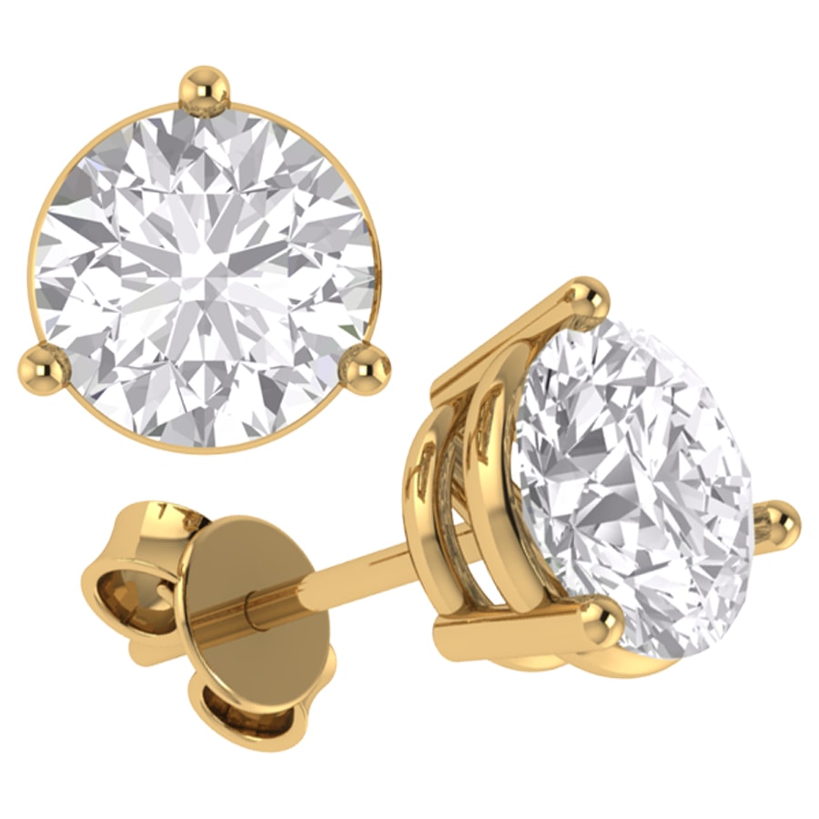 14 Karat Yellow Gold 0.86 Carat Diamond Round Earrings