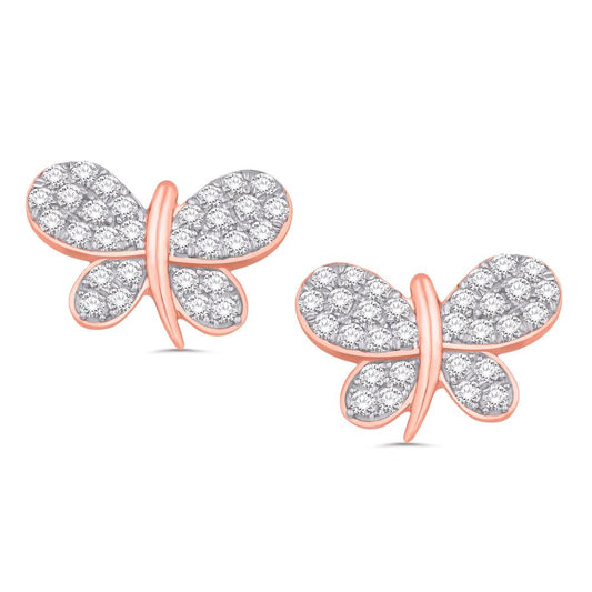 10 Karat Rose Gold 0.43 Carat Diamond Butterfly Earrings