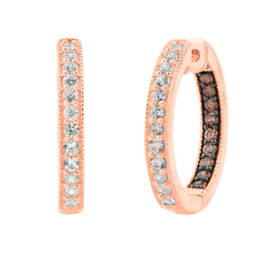 14 Karat Rose Gold 0.85 Carat Diamond Classic Hoops