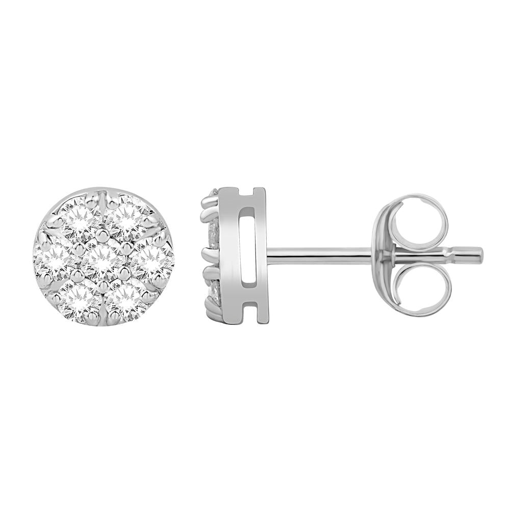 10 Karat White Gold 0.49 Carat Diamond Round Earrings