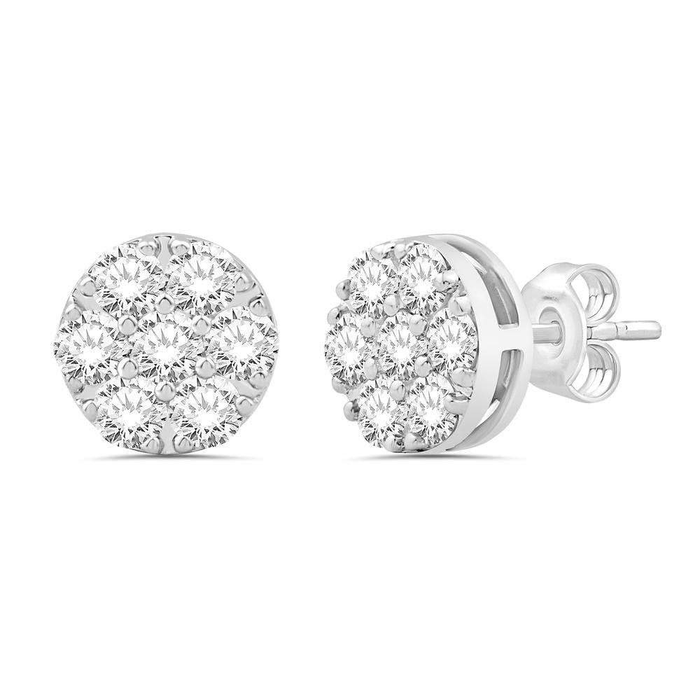 10 Karat White Gold 1.51 Carat Diamond Gold Endless Lusture Stud Earrings