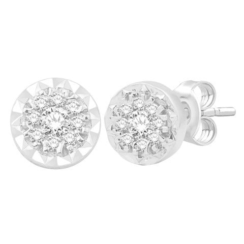 10 Karat White Gold 0.26 Carat Diamond Round Earrings