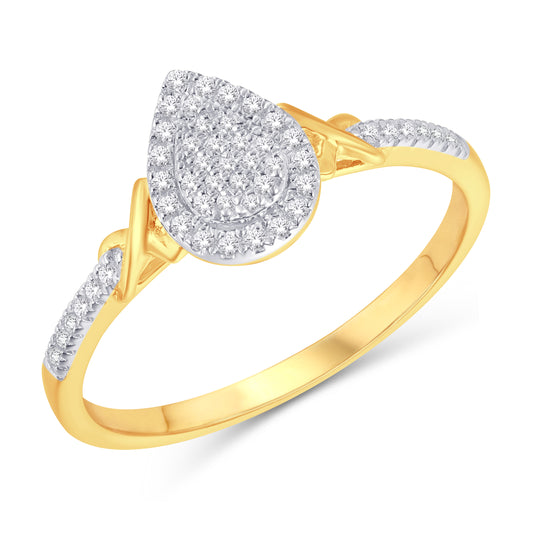 10 Karat Yellow Gold 0.11 Carat Diamond Pear Ladies Ring