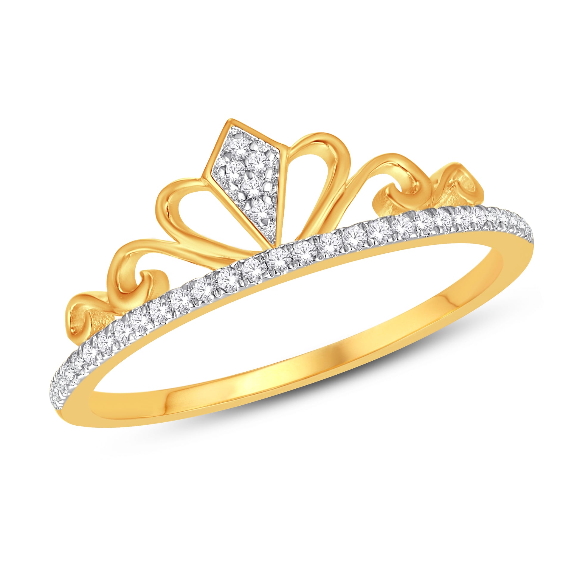 10 Karat Yellow Gold 0.10 Carat Diamond Fashion Ladies Ring