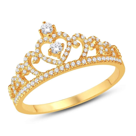 10 Karat Yellow Gold 0.25 Carat Diamond (0.03 CTR) Crown Ladies Ring