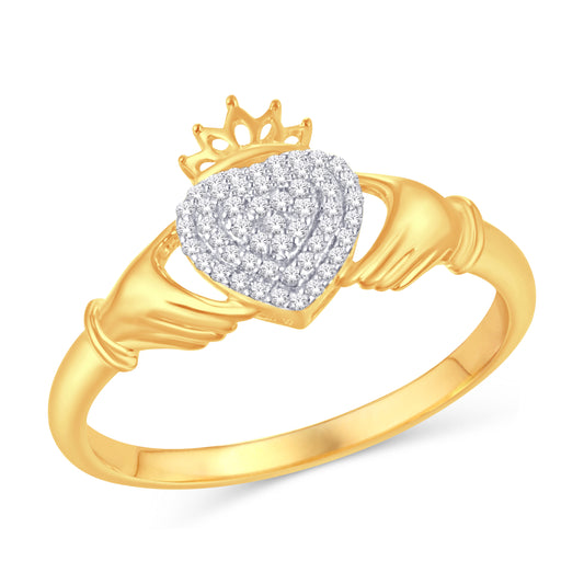 10 Karat Yellow Gold 0.10 Carat Diamond Heart Ladies Ring
