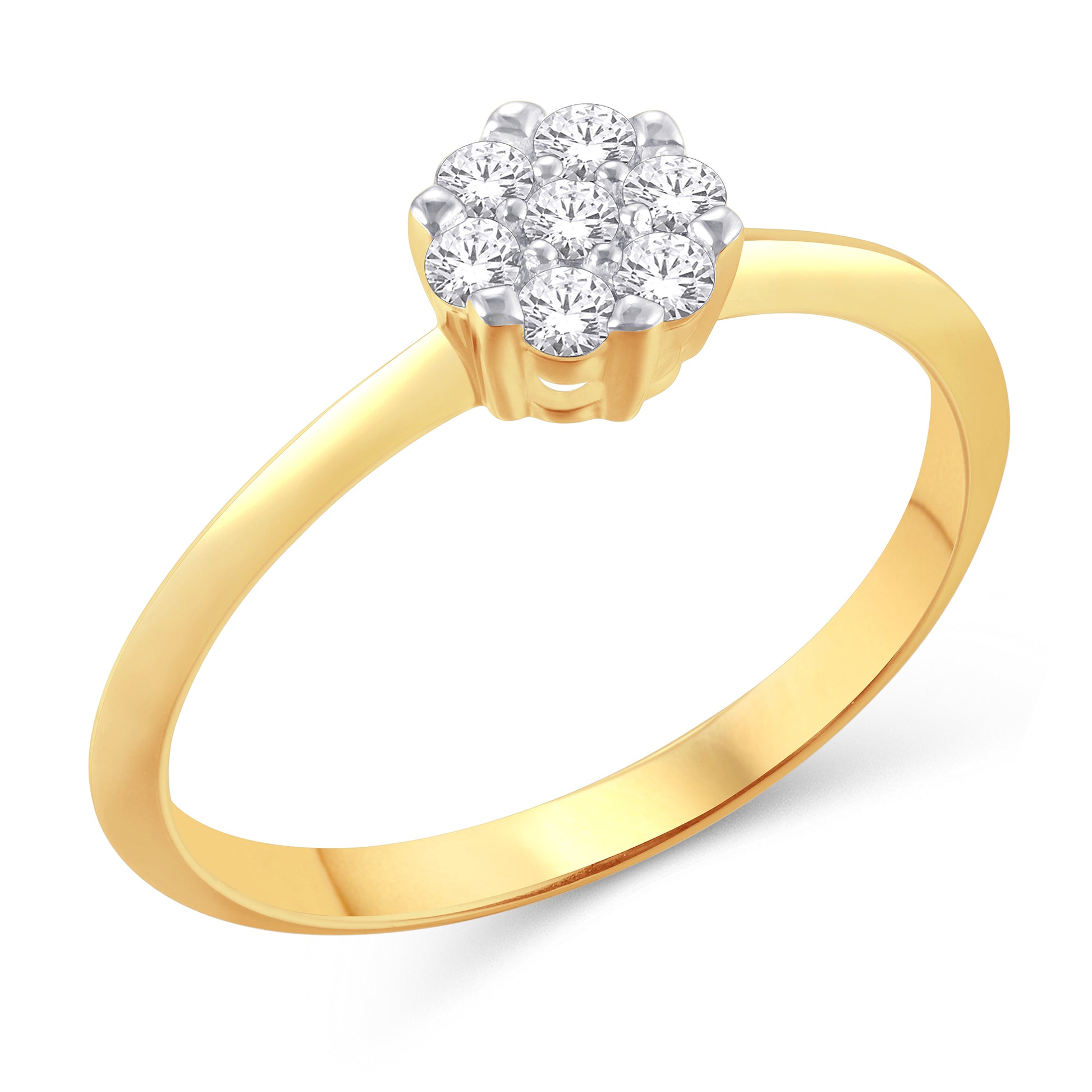 10 Karat Yellow Gold 0.25 Carat Diamond Flower Ladies Ring