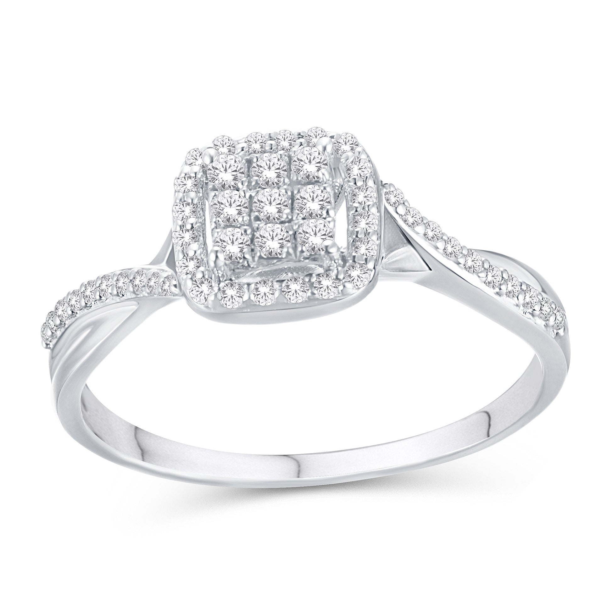 10 Karat White Gold 0.20 Carat Diamond Bypass Ladies Ring