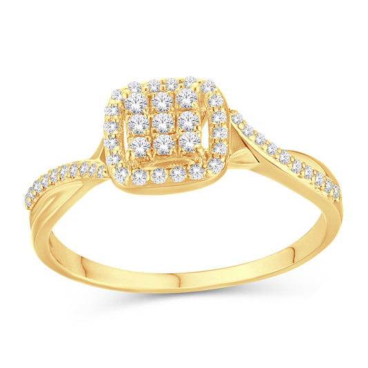10 Karat Yellow White 0.20 Carat Diamond Bypass Ladies Ring