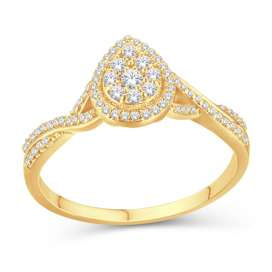 10 Karat Yellow Gold 0.25 Carat Diamond Pear Ladies Ring