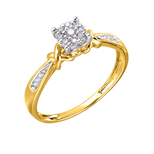 10 Karat Yellow Gold 0.10 Carat Diamond Round Ladies Ring