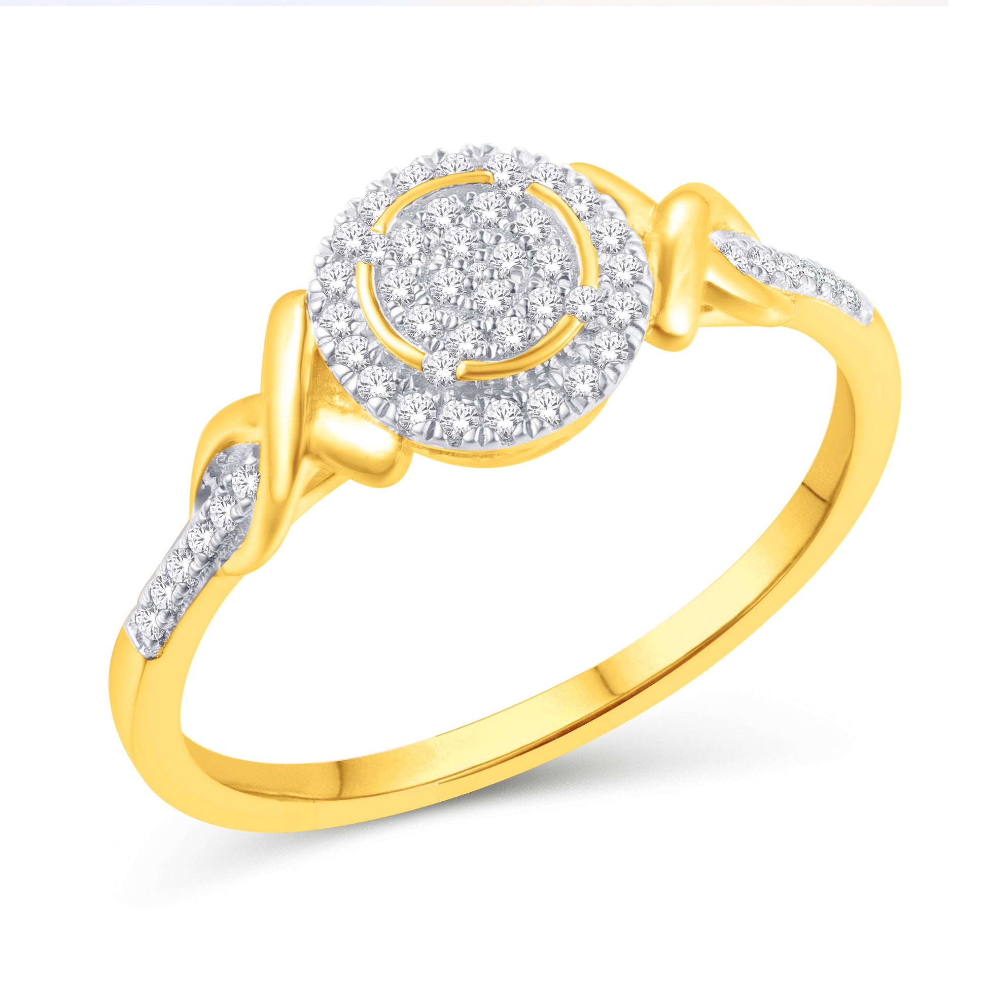 10 Karat Yellow Gold 0.16 Carat Diamond Round Ladies Ring