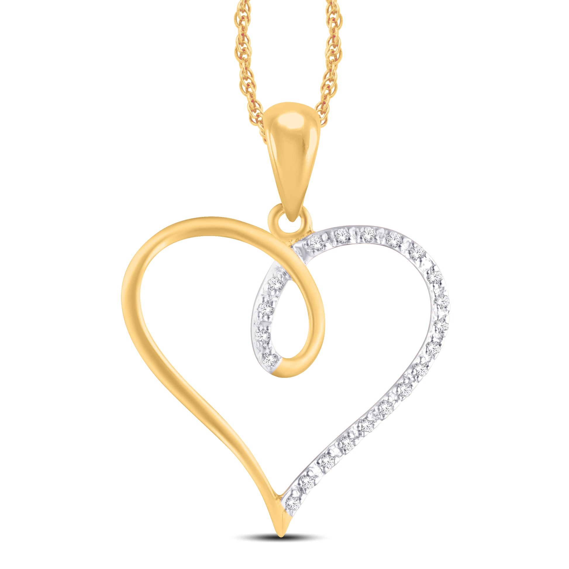 10 Karat Yellow Gold 0.05 Carat Diamond Heart Pendant