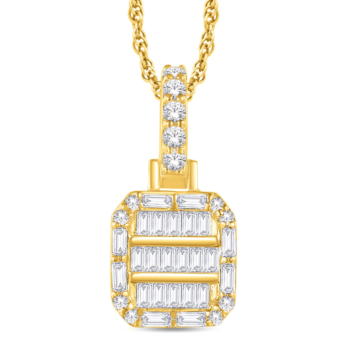 10 Karat All Yellow Gold 0.33 Carat Diamond Cushion Pendant