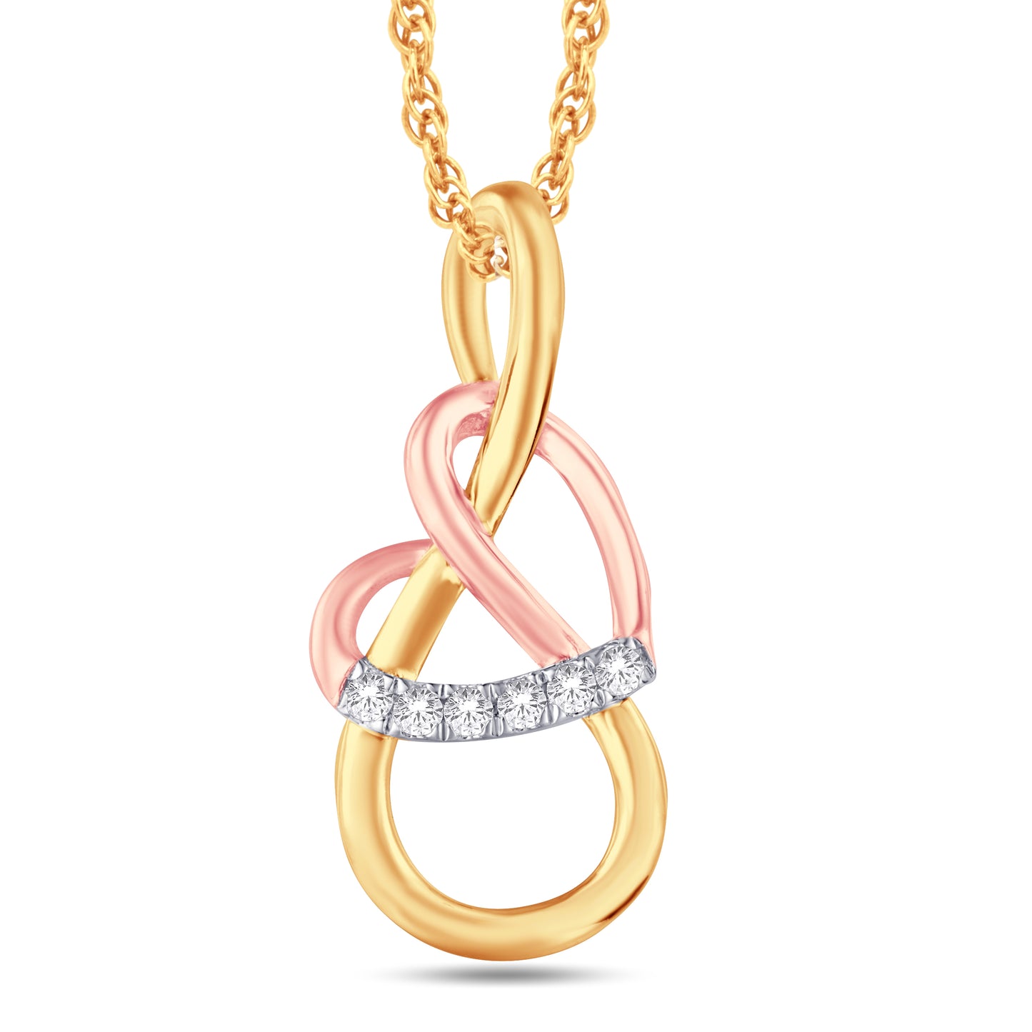 10 Karat Triple-Tone Gold 0.05 Carat Diamond Infinity Pendant