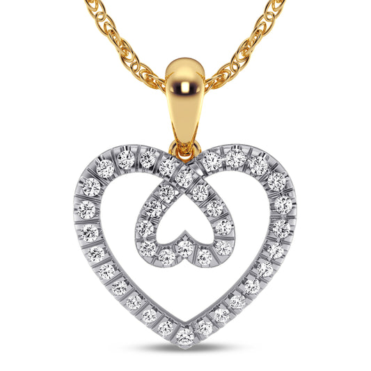 10 Karat Yellow Gold 0.21 Carat Diamond Heart Pendant