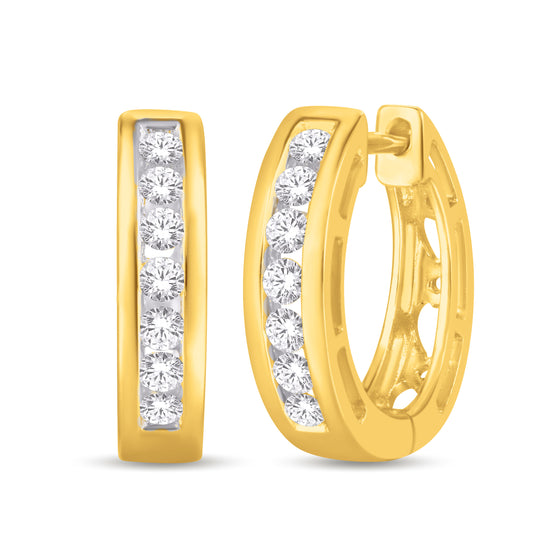 10 Karat Yellow Gold 0.25 Carat Diamond Classic Hoops