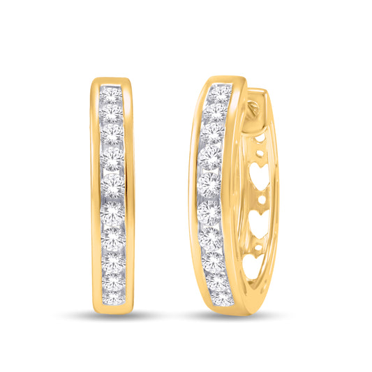 10 Karat Yellow Gold 0.50 Carat Diamond Classic Hoops