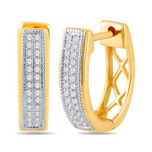 10 Karat Yellow Gold 0.15 Carat Diamond Classic Hoops