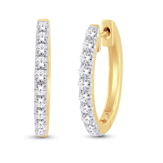 10 Karat Yellow Gold 0.10 Carat Diamond Classic Hoops