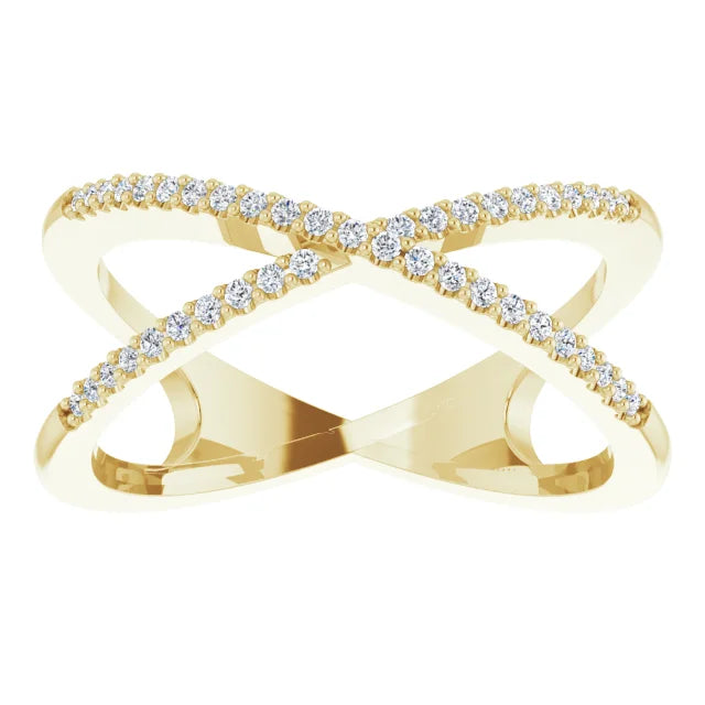 14K Yellow 1/6 CTW Natural Diamond Criss-Cross Ring