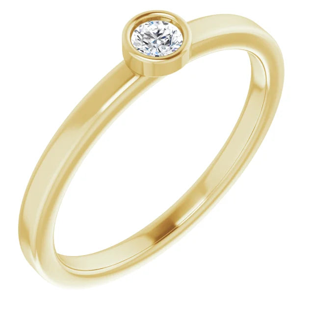 14K Yellow 1/10 CT Natural Diamond Ring