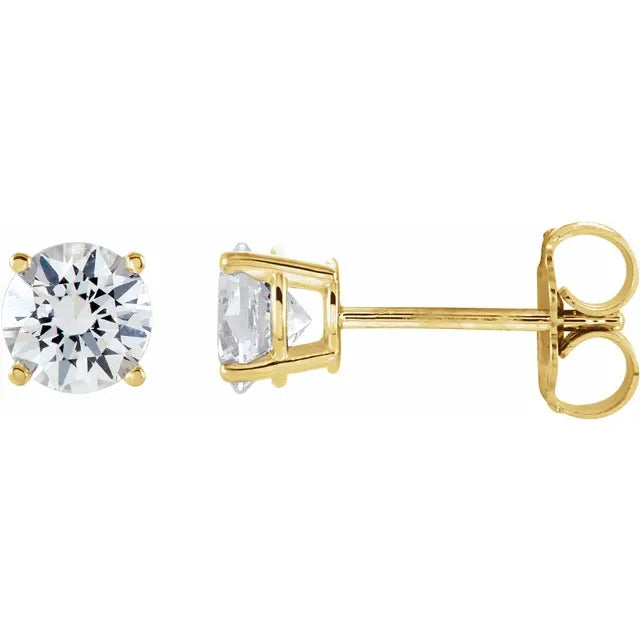 14K Yellow 1 CTW Natural Diamond Stud Earrings with Friction Post